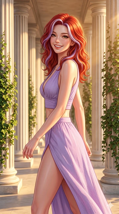 score_9, masterpiece, best quality, ultra-detailed, high-budget anime keyframe, editorial fashion photography, tasteful artistic composition, Caucasian woman, strictly human ears. cowboy shot from the thighs up, character and outfit filling the frame