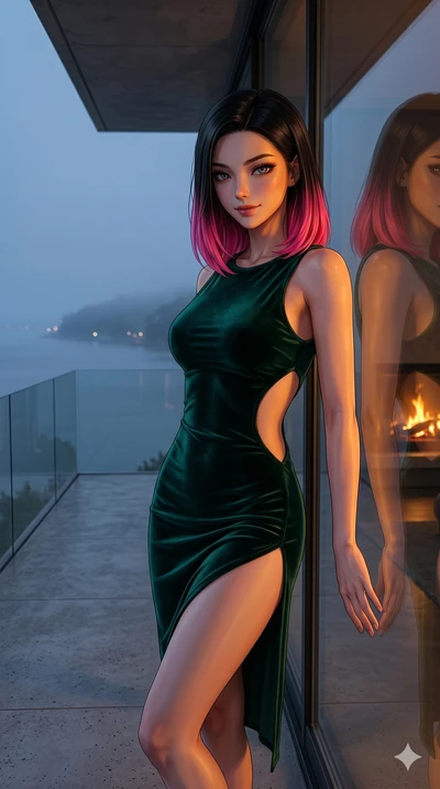 score_9, masterpiece, best quality, ultra-detailed, high-budget anime keyframe, editorial fashion photography, tasteful artistic composition, Korean woman. cowboy shot from the thighs up, character and outfit filling the frame for maximum editorial p