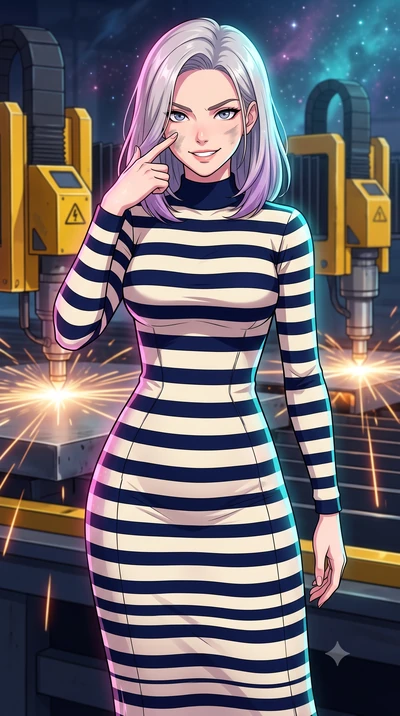 score_9, masterpiece, best quality, ultra-detailed, high-budget anime keyframe, clean line-art, cel-shading, Caucasian woman, strictly human ears. close-up cowboy shot from the waist and thighs up, the character dominates the composition, filling the