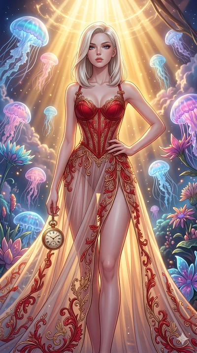 score_9, masterpiece, best quality, ultra-detailed, high-budget anime keyframe, editorial fashion photography, tasteful artistic composition, Caucasian woman, strictly human ears. cowboy shot from the thighs up, character and outfit filling the frame