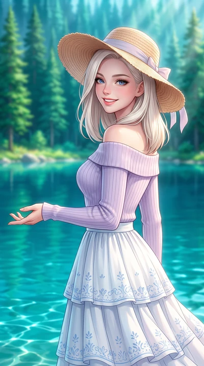score_9, masterpiece, best quality, ultra-detailed, high-budget anime keyframe, semi-realistic 3D game render, editorial fashion photography, tasteful artistic composition, Caucasian woman. close-up cowboy shot from the waist and thighs up, the chara