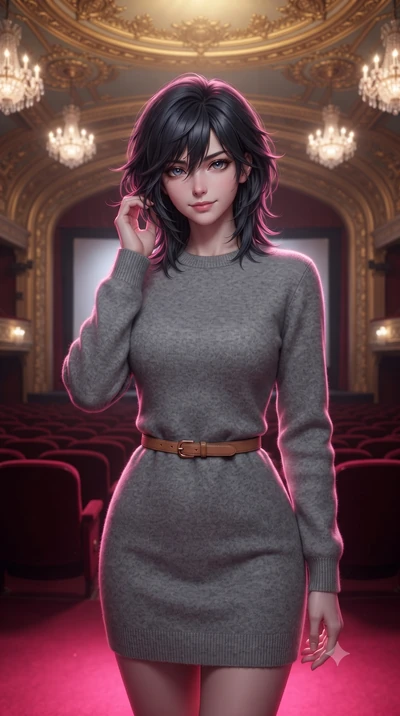 score_9, masterpiece, best quality, ultra-detailed, high-budget anime keyframe, editorial fashion photography, tasteful artistic composition, Caucasian woman, strictly human ears. close-up cowboy shot from the waist and thighs up, the character domin