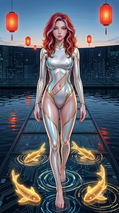 score_9, masterpiece, best quality, ultra-detailed, high-budget anime keyframe, editorial fashion photography, tasteful artistic composition, Caucasian woman. close-up cowboy shot from the waist and thighs up, the character dominates the composition,