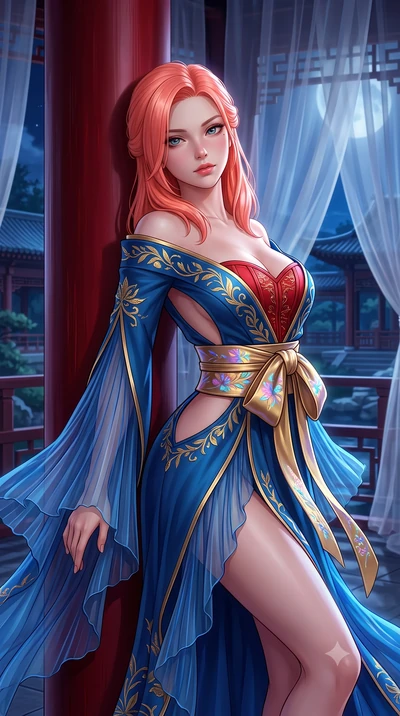 score_9, masterpiece, best quality, ultra-detailed, high-budget anime keyframe, semi-realistic 3D game render, editorial fashion photography, tasteful artistic composition, Japanese woman. close-up cowboy shot from the waist and thighs up, the charac