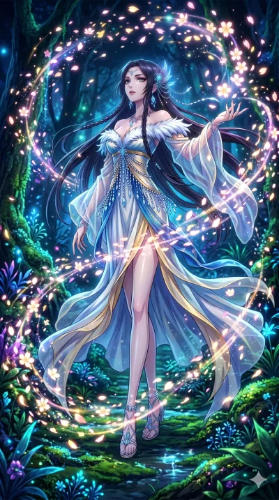 score_9, masterpiece, best quality, ultra-detailed, High-budget Anime Keyframe, vibrant colors, fluid line-art, expressive lighting, cinematic composition, Ufotable-style visual effects, top-tier animation quality, Japanese woman with delicate and el