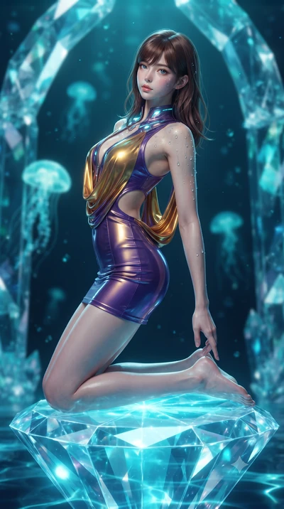 score_9, masterpiece, best quality, ultra-detailed, high-budget anime keyframe, editorial fashion photography, tasteful artistic composition, Korean woman. low angle full-body shot from head to toe showing her feet, filling the entire 9:16 vertical f