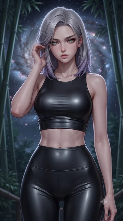 score_9, masterpiece, best quality, ultra-detailed, high-budget anime keyframe, editorial fashion photography, tasteful artistic composition, Caucasian woman. close-up cowboy shot from the waist and thighs up, the character dominates the composition,