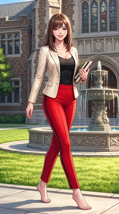 score_9, masterpiece, best quality, ultra-detailed, high-budget anime keyframe, editorial fashion photography, tasteful artistic composition, Korean woman. low angle full-body shot from head to toe showing her feet, filling the entire 9:16 vertical f