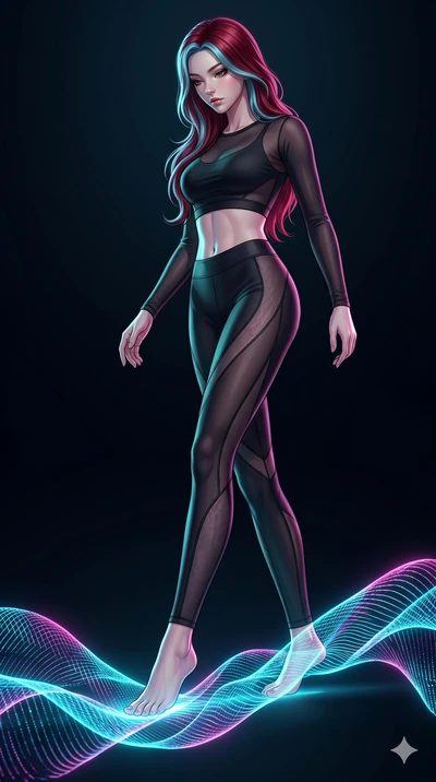 score_9, masterpiece, best quality, ultra-detailed, high-budget anime keyframe, Caucasian woman, strictly human ears. low angle full-body shot filling the entire 9:16 frame with her statuesque presence, stretching the vertical silhouette. stepping on