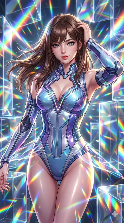 score_9, masterpiece, best quality, ultra-detailed, high-budget anime keyframe, semi-realistic 3D game render, Korean woman. Upper body close-up from the thighs up, character filling the screen for maximum presence. She is moving with dynamic energy,