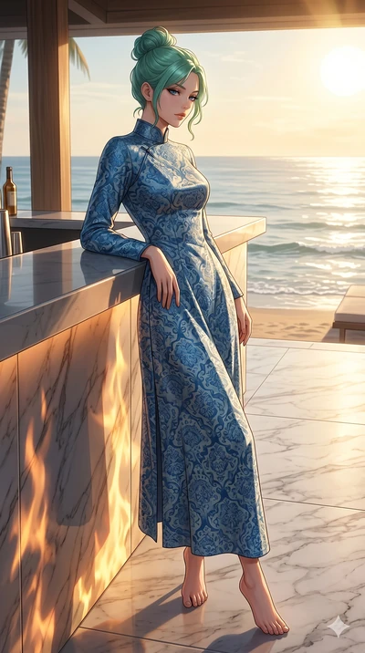 score_9, masterpiece, best quality, ultra-detailed, high-budget anime keyframe, editorial fashion photography, tasteful artistic composition, Japanese woman. low angle full-body shot from head to toe showing her feet, filling the entire 9:16 vertical