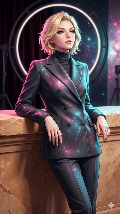 score_9, masterpiece, best quality, ultra-detailed, high-budget anime keyframe, editorial fashion photography, tasteful artistic composition, Caucasian woman, strictly human ears. cowboy shot from the thighs up, character and outfit filling the frame