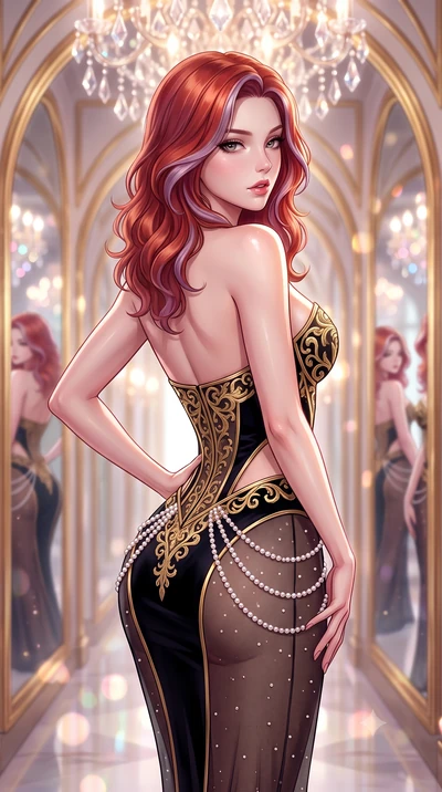 score_9, masterpiece, best quality, ultra-detailed, high-budget anime keyframe, semi-realistic 3D game render, editorial fashion photography, tasteful artistic composition, Caucasian woman. close-up cowboy shot from the waist and thighs up, the chara