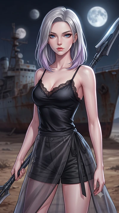 score_9, masterpiece, best quality, ultra-detailed, high-budget anime keyframe, editorial fashion photography, tasteful artistic composition, Caucasian woman. close-up cowboy shot from the waist and thighs up, the character dominates the composition,
