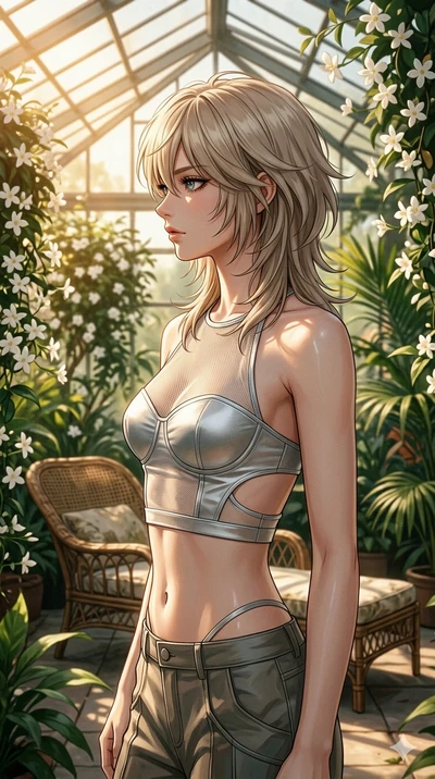 score_9, masterpiece, best quality, ultra-detailed, high-budget anime keyframe, editorial fashion photography, tasteful artistic composition, Japanese woman. cowboy shot from the thighs up, character and outfit filling the frame for maximum editorial