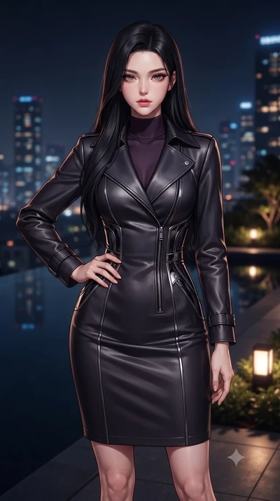 score_9, masterpiece, best quality, ultra-detailed, high-budget anime keyframe, editorial fashion photography, tasteful artistic composition, Korean woman. close-up cowboy shot from the waist and thighs up, the character dominates the composition, fi