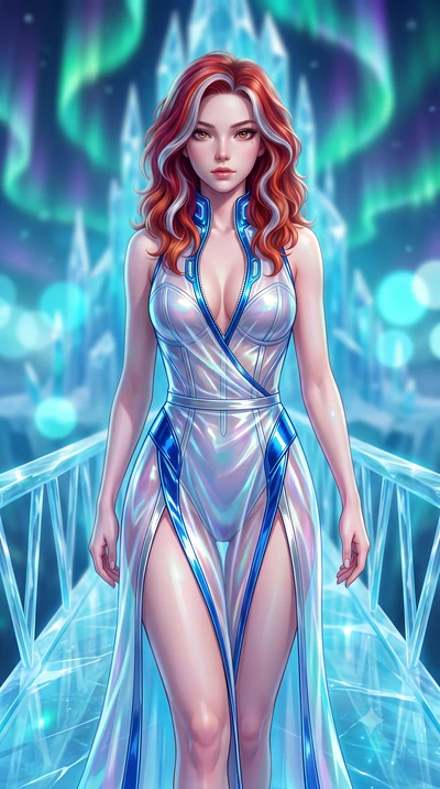 score_9, masterpiece, best quality, ultra-detailed, high-budget anime keyframe, semi-realistic 3D game render, editorial fashion photography, tasteful artistic composition, Caucasian woman. close-up cowboy shot from the waist and thighs up, the chara