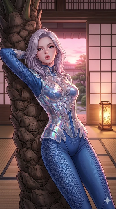 score_9, masterpiece, best quality, ultra-detailed, high-budget anime keyframe, editorial fashion photography, tasteful artistic composition, Caucasian woman, strictly human ears. cowboy shot from the thighs up, character and outfit filling the frame