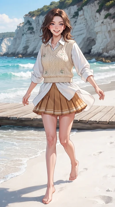 score_9, masterpiece, best quality, ultra-detailed, high-budget anime keyframe, editorial fashion photography, tasteful artistic composition, Korean woman. low angle full-body shot from head to toe showing her feet, filling the entire 9:16 vertical f