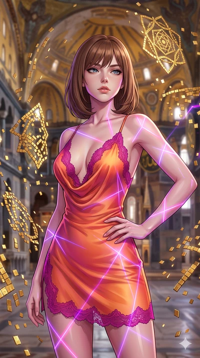 score_9, masterpiece, best quality, ultra-detailed, high-budget anime keyframe, editorial fashion photography, tasteful artistic composition, Caucasian woman, strictly human ears. close-up cowboy shot from the waist and thighs up, the character domin