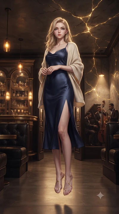 score_9, masterpiece, best quality, ultra-detailed, high-budget anime keyframe, editorial fashion photography, tasteful artistic composition, Korean woman. low angle full-body shot from head to toe showing her feet, filling the entire 9:16 vertical f
