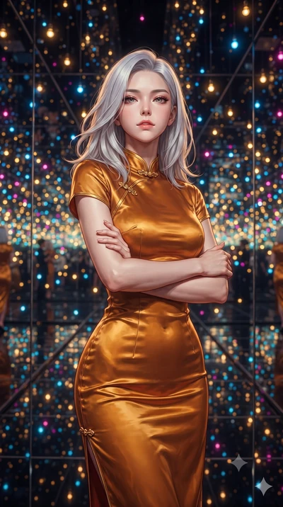score_9, masterpiece, best quality, ultra-detailed, high-budget anime keyframe, editorial fashion photography, tasteful artistic composition, Korean woman. close-up cowboy shot from the waist and thighs up, the character dominates the composition, fi