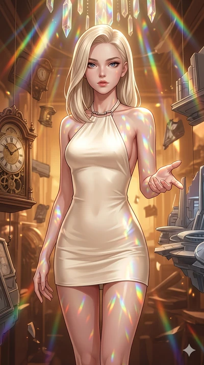 score_9, masterpiece, best quality, ultra-detailed, high-budget anime keyframe, editorial fashion photography, tasteful artistic composition, Caucasian woman, strictly human ears. cowboy shot from the thighs up, character and outfit filling the frame