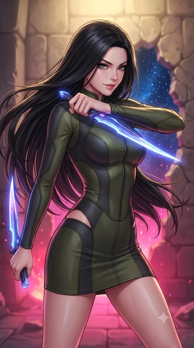 score_9, masterpiece, best quality, ultra-detailed, high-budget anime keyframe, editorial fashion photography, tasteful artistic composition, Korean woman. close-up cowboy shot from the waist and thighs up, the character dominates the composition, fi