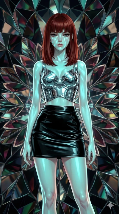 score_9, masterpiece, best quality, ultra-detailed, high-budget anime keyframe, editorial fashion photography, tasteful artistic composition, Caucasian woman, strictly human ears. cowboy shot from the thighs up, character and outfit filling the frame