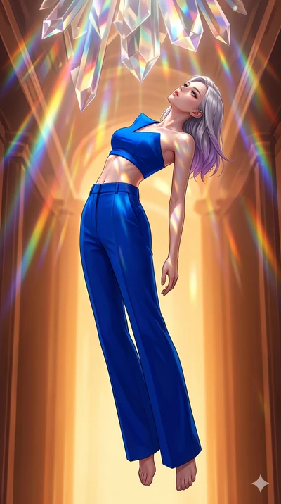 score_9, masterpiece, best quality, ultra-detailed, high-budget anime keyframe, editorial fashion photography, tasteful artistic composition, Caucasian woman, strictly human ears. low angle full-body shot from head to toe showing her feet, filling th
