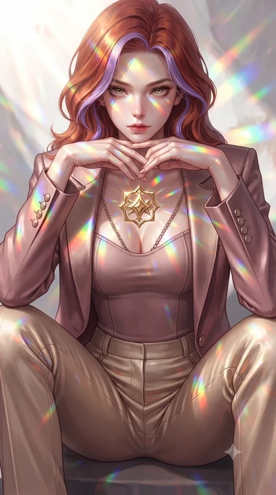 score_9, masterpiece, best quality, ultra-detailed, high-budget anime keyframe, editorial fashion photography, tasteful artistic composition, Caucasian woman. close-up cowboy shot from the waist and thighs up, the character dominates the composition,