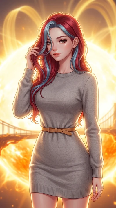 score_9, masterpiece, best quality, ultra-detailed, high-budget anime keyframe, editorial fashion photography, tasteful artistic composition, Caucasian woman, strictly human ears. close-up cowboy shot from the waist and thighs up, the character domin