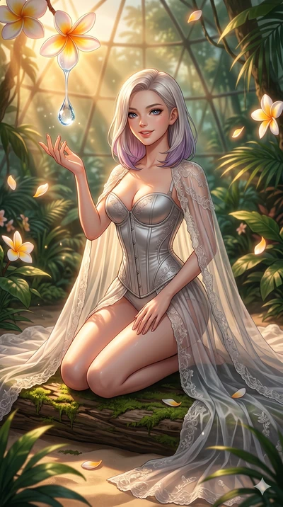 score_9, masterpiece, best quality, ultra-detailed, high-budget anime keyframe, editorial fashion photography, tasteful artistic composition, Caucasian woman, strictly human ears. cowboy shot from the thighs up, character and outfit filling the frame