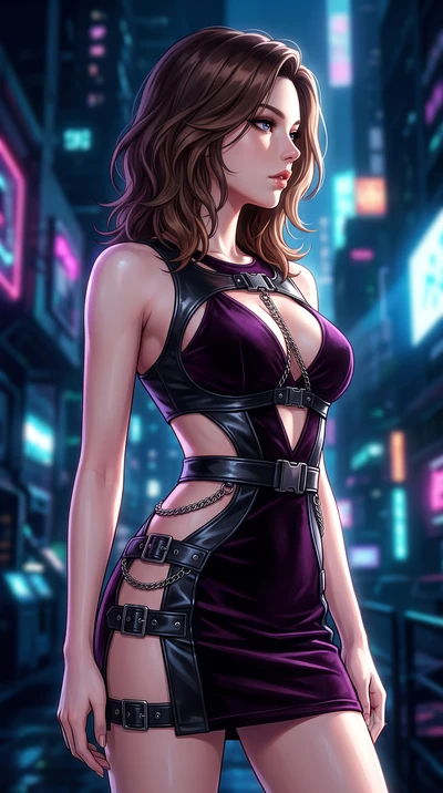 score_9, masterpiece, best quality, ultra-detailed, high-budget anime keyframe, editorial fashion photography, tasteful artistic composition, Korean woman. close-up cowboy shot from the waist and thighs up, the character dominates the composition, fi