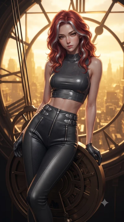 score_9, masterpiece, best quality, ultra-detailed, high-budget anime keyframe, editorial fashion photography, tasteful artistic composition, Caucasian woman. close-up cowboy shot from the waist and thighs up, the character dominates the composition,