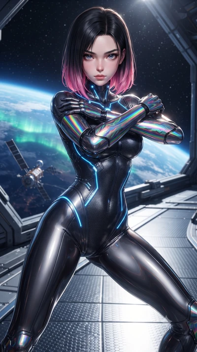 score_9, masterpiece, best quality, ultra-detailed, high-budget anime keyframe, editorial fashion photography, tasteful artistic composition, Korean woman. close-up cowboy shot from the waist and thighs up, the character dominates the composition, fi