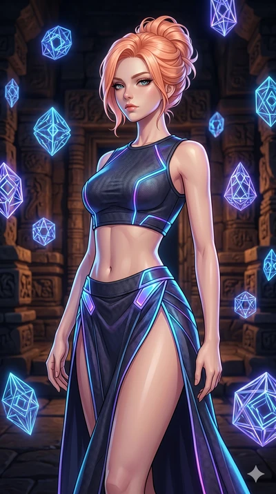 score_9, masterpiece, best quality, ultra-detailed, high-budget anime keyframe, editorial fashion photography, tasteful artistic composition, Japanese woman. cowboy shot from the thighs up, character and outfit filling the frame for maximum editorial