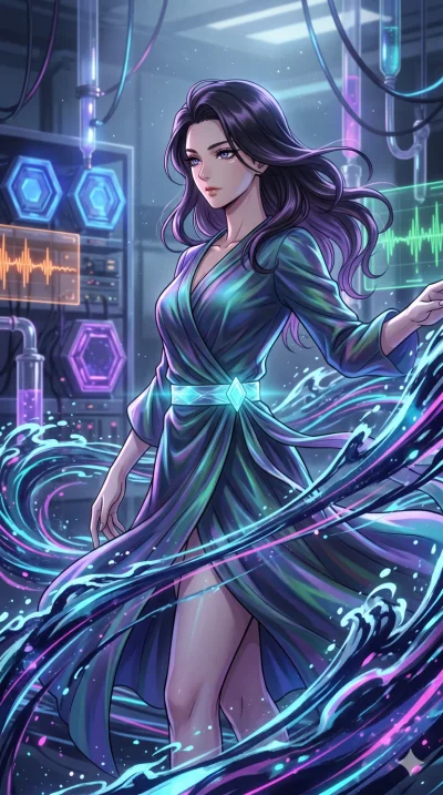 score_9, masterpiece, best quality, ultra-detailed, High-budget Anime Keyframe, vibrant colors, fluid line-art, expressive lighting, cinematic composition, Ufotable-style visual effects, top-tier animation quality, Japanese woman with delicate and el