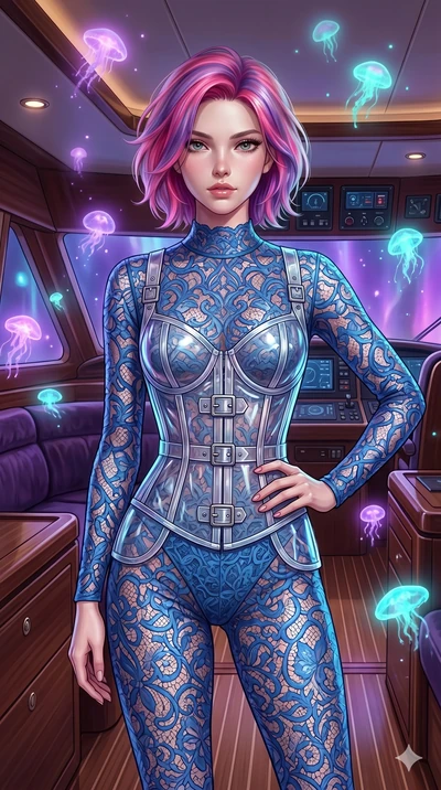 score_9, masterpiece, best quality, ultra-detailed, high-budget anime keyframe, editorial fashion photography, tasteful artistic composition, Caucasian woman, strictly human ears. cowboy shot from the thighs up, character and outfit filling the frame