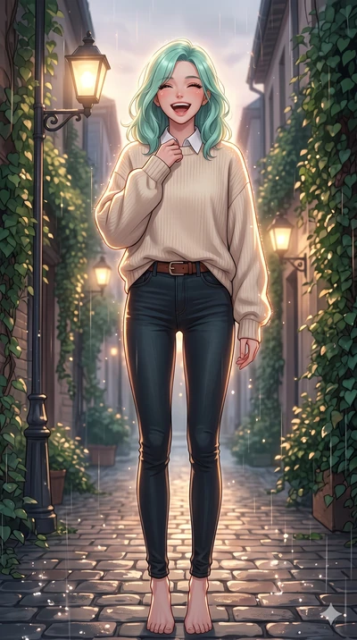 score_9, masterpiece, best quality, ultra-detailed, high-budget anime keyframe, vibrant anime aesthetic, Japanese woman. low angle full-body shot from head to toe showing her feet, filling the entire 9:16 vertical frame with her statuesque presence, 