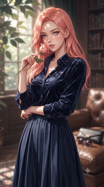 score_9, masterpiece, best quality, ultra-detailed, high-budget anime keyframe, editorial fashion photography, tasteful artistic composition, Japanese woman. close-up cowboy shot from the waist and thighs up, the character dominates the composition, 