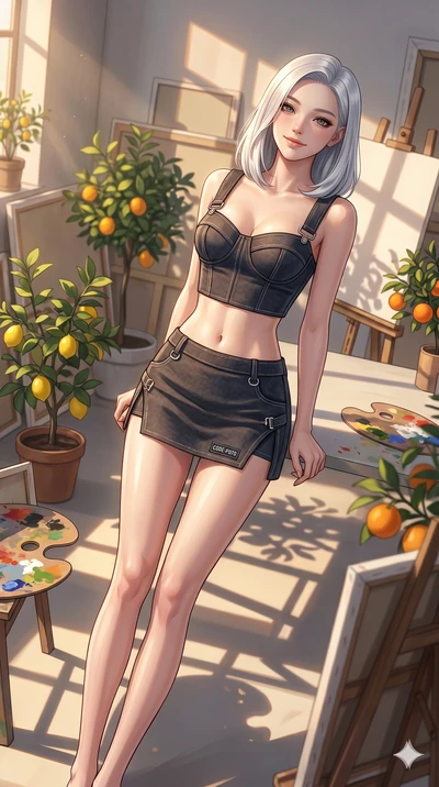 score_9, masterpiece, best quality, ultra-detailed, high-budget anime keyframe, editorial fashion photography, tasteful artistic composition, Korean woman. cowboy shot from the thighs up, character and outfit filling the frame for maximum editorial p