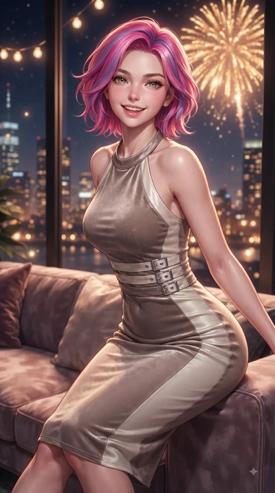 score_9, masterpiece, best quality, ultra-detailed, high-budget anime keyframe, editorial fashion photography, tasteful artistic composition, Caucasian woman. close-up cowboy shot from the waist and thighs up, the character dominates the composition,