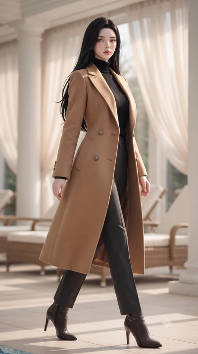 score_9, masterpiece, best quality, ultra-detailed, high-budget anime keyframe, editorial fashion photography, tasteful artistic composition, Korean woman woman. low angle full-body shot from head to toe showing her feet, filling the entire 9:16 vert