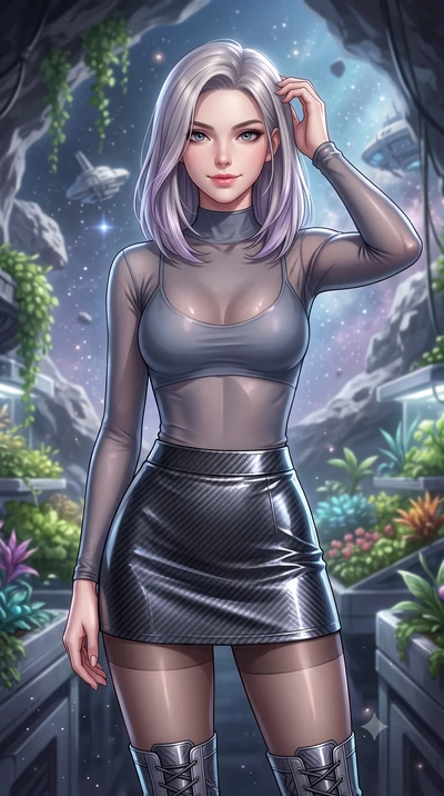score_9, masterpiece, best quality, ultra-detailed, high-budget anime keyframe, editorial fashion photography, tasteful artistic composition, Caucasian woman. close-up cowboy shot from the waist and thighs up, the character dominates the composition,
