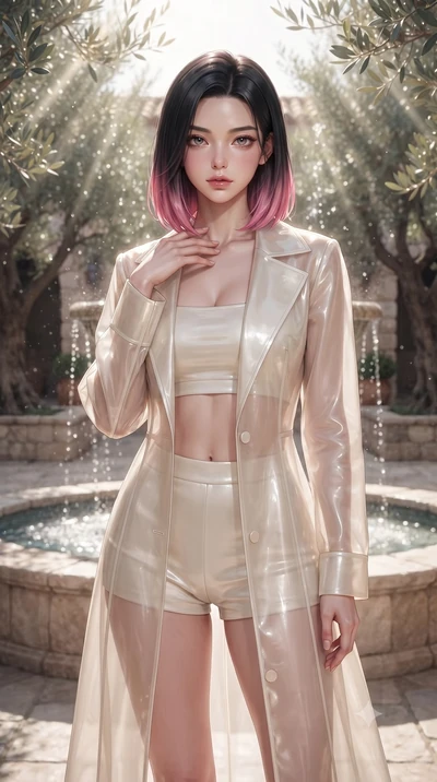 score_9, masterpiece, best quality, ultra-detailed, high-budget anime keyframe, editorial fashion photography, tasteful artistic composition, Korean woman woman. close-up cowboy shot from the waist and thighs up, the character dominates the compositi