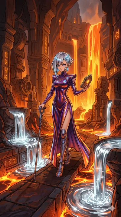 score_9, masterpiece, best quality, ultra-detailed, high-budget anime movie keyframe, cinematic anime lighting, intricate line art, Japanese anime girl. Dynamic full-body shot stretching the vertical silhouette across the 9:16 frame. exploring lost r