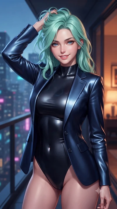 score_9, masterpiece, best quality, ultra-detailed, high-budget anime keyframe, editorial fashion photography, tasteful artistic composition, Japanese woman. close-up cowboy shot from the waist and thighs up, the character dominates the composition, 