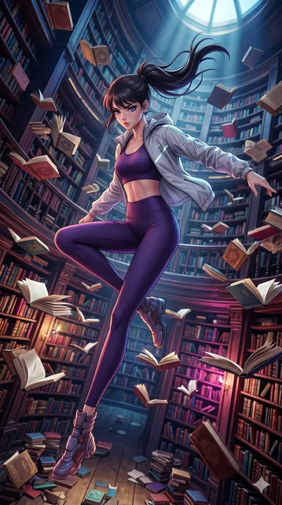 score_9, masterpiece, best quality, ultra-detailed, semi-realistic 3D game render, high-fidelity textures, Unreal Engine 5 style, Caucasian (strictly human ears) woman. Dynamic full-body shot stretching the vertical silhouette with extreme perspectiv