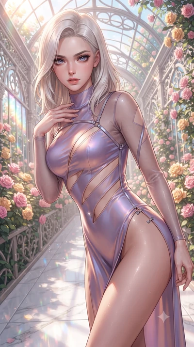 score_9, masterpiece, best quality, ultra-detailed, high-budget anime keyframe, editorial fashion photography, tasteful artistic composition, Caucasian woman. close-up cowboy shot from the waist and thighs up, the character dominates the composition,